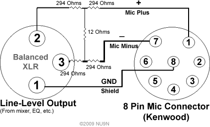 XLR Balanced Output to Kenwood 8 Pin Mic Plug
