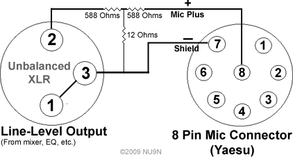 XLR Balanced Output to Yaesu 8 Pin Mic Plug